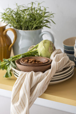 Tea Towel, Medium Tan Stripe