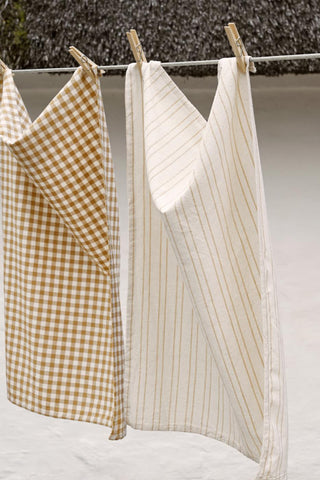 Tea Towel, Medium Tan Stripe