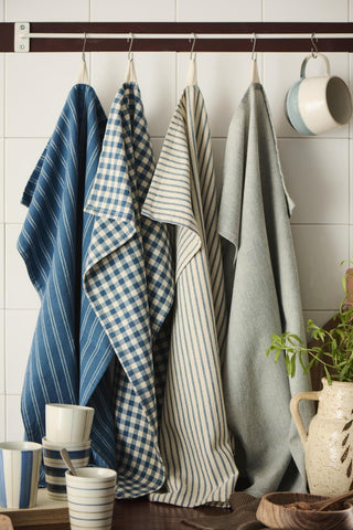 Tea Towel, Medium Blue Stripe