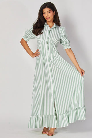 Dress, Green Stripe